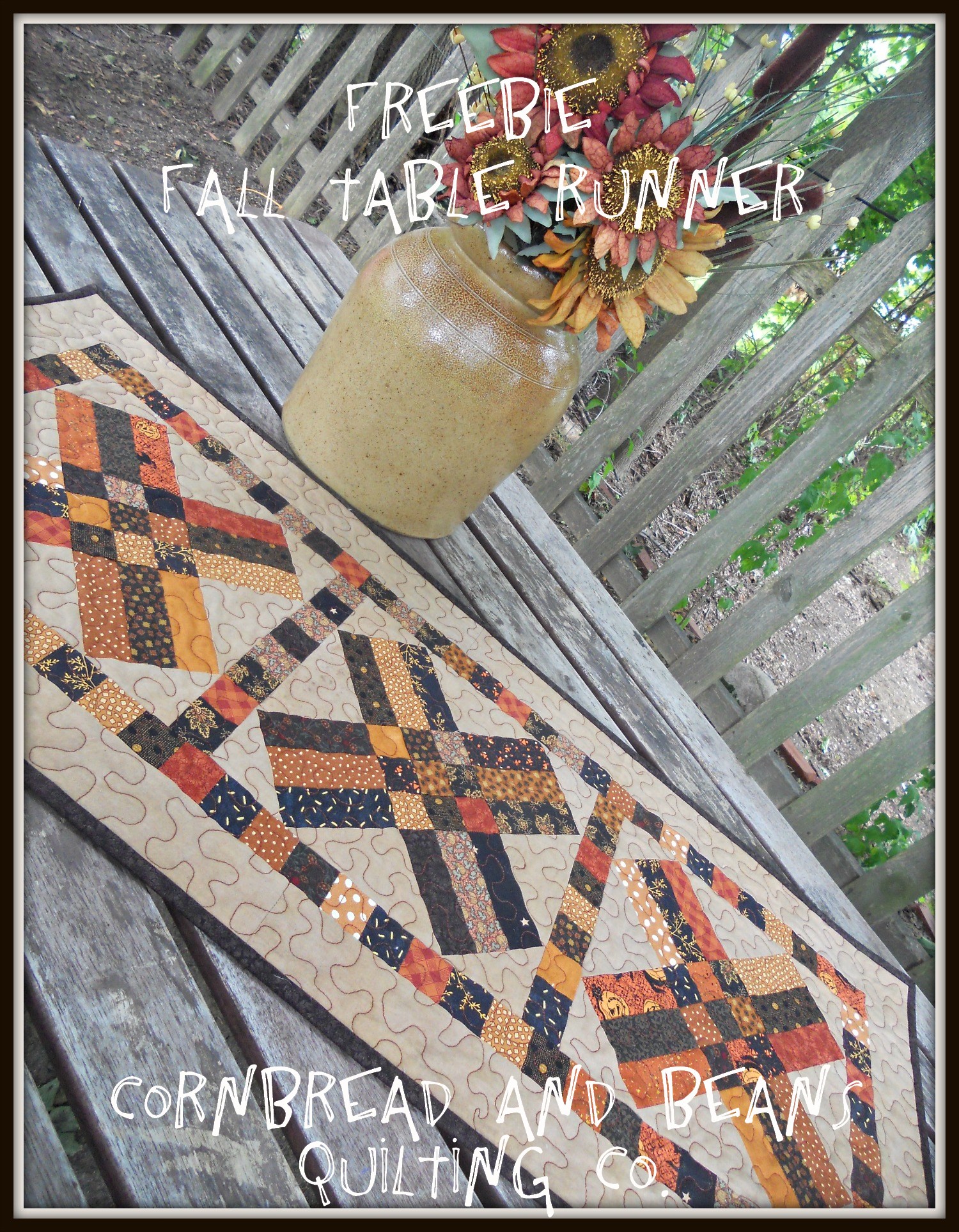 « Beans Quilting and Pattern! Runner Table free &  Fall  Cornbread fall runner Free table patterns